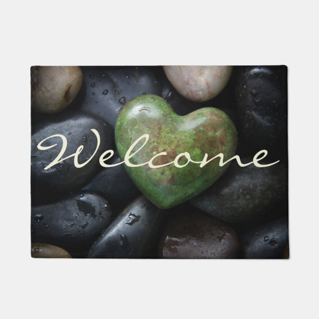 Welkom Stone Heart Doormat Deurmat (Voorkant)