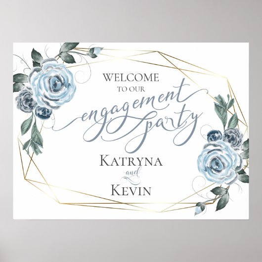 Welkom Stusty Blue Floral Poster (Voorkant)