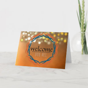 Welkom Sunset Mandala Damask Red Confetti Bedankkaart