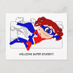 Welkom Super Student Girl Briefkaart Terug naar sc