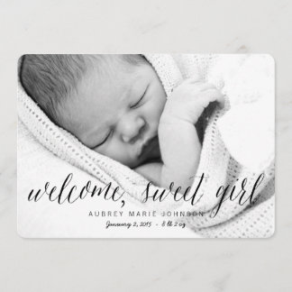 Welkom Sweet Girl | Aankondiging van de foto ter g