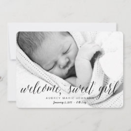 Welkom Sweet Girl | Aankondiging van de foto ter g