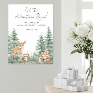 Welkom Teken Baby Shower Bosdieren Avontuur Poster