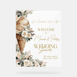 Welkom Teken Ice Cream Opgerept Bloemen Boho Acryl Bord