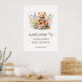 Welkom teken Little Honey op de weg Baby shower Poster (Keuken)