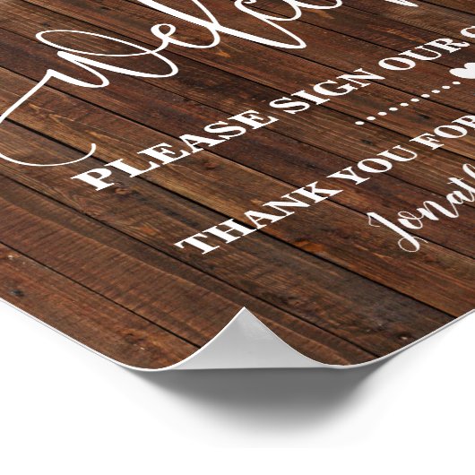 Welkom Teken ons gastboek Western Huwelijk Poster (Hoek)