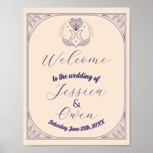 Welkom Teken Tarot Wedding Hearts Crystal Moon Poster