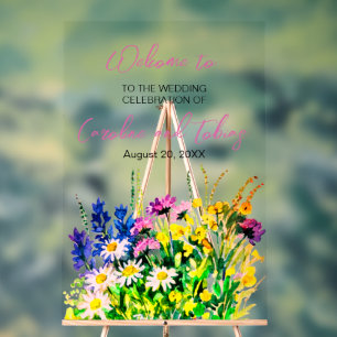 Welkom teken wilde bloemen bruiloft acryl bord
