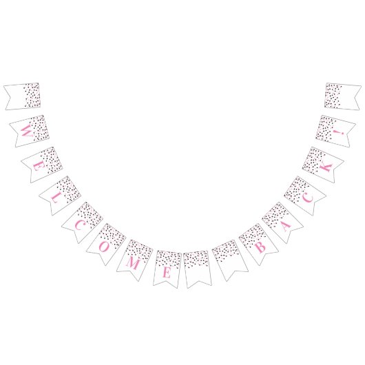 Welkom Terug Banner Roze Zwart Confetti (Alle)