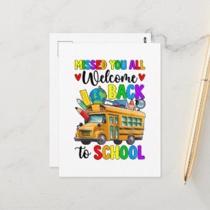 Welkom terug eerste schooldag buschauffeur briefkaart