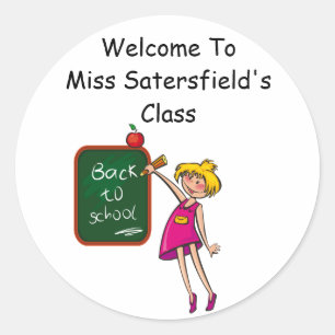 Welkom terug in schoolklasjes ronde sticker