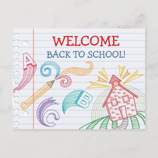 Welkom terug naar het Briefkaart van de School (Voorkant)