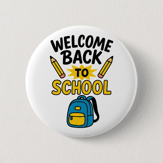 Welkom terug naar leuk zak school potlood ronde button 5,7 cm (Voorkant)