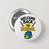 Welkom terug naar leuk zak school potlood ronde button 5,7 cm (Voorkant /achterkant)
