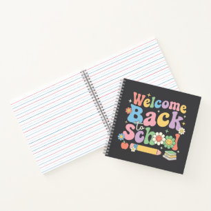 Welkom terug naar school eerste schooldag leraar notitieboek