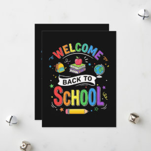 Welkom terug naar school kinderen leraar eerste da feestdagenkaart