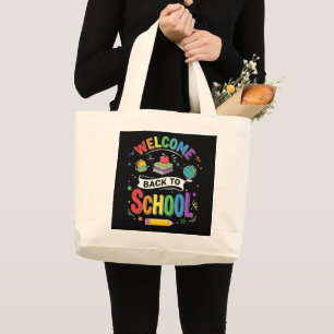Welkom terug naar school kinderen leraar eerste da grote tote bag