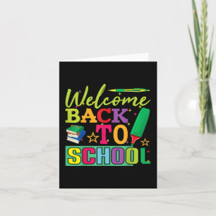 Welkom terug naar school leraar shirts eerste dag kaart