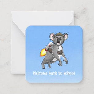 Welkom terug naar school raket koala notitiekaartje