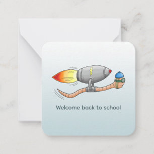 Welkom terug naar school Raketworm Notitiekaartje