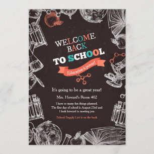 Welkom terug naar schoolaankondiging kaart