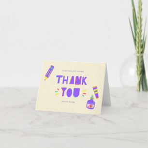 Welkom terug naar schoolleraar Paars Chalkboard Bedankkaart