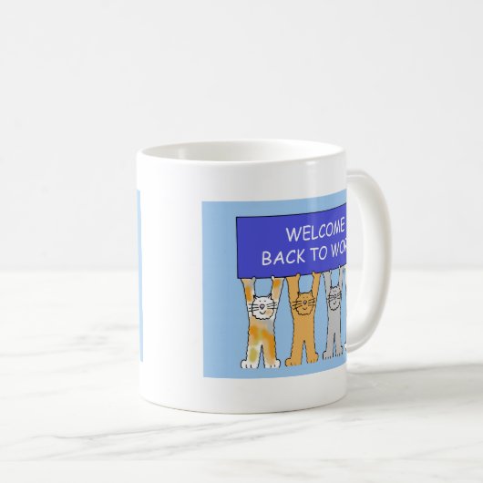 Welkom terug naar werkkat koffiemok (Voorkant rechts)