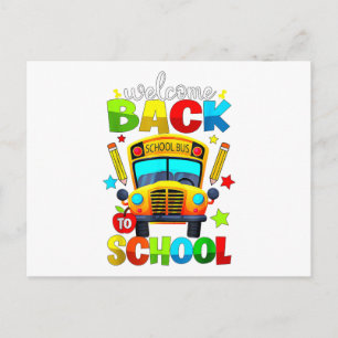 Welkom terug op de schoolbus 1e schooldag Teach Feestdagenkaart