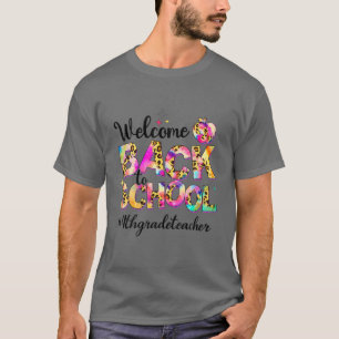 Welkom terug op school 4e klas leraar tijger kleur t-shirt