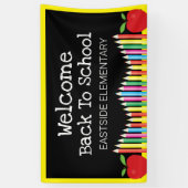 Welkom terug op school Apple Colored Pencils Spandoek (Verticaal)