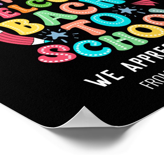 Welkom terug op school – Een helder en leuk klaslo Poster (Hoek)