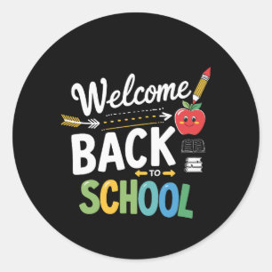 Welkom terug op school eerste schooldag leraar ronde sticker