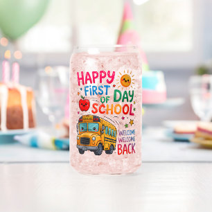 Welkom terug op school Gelukkige eerste dag Blikvorm Glas