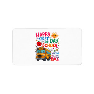 Welkom terug op school gelukkige eerste dag leraar etiket