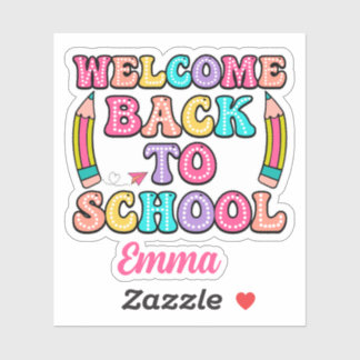 Welkom Terug Op School Groovy Papieren Vliegtuig Sticker