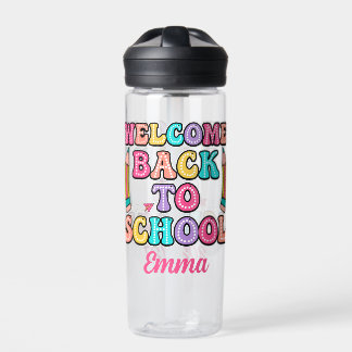Welkom Terug Op School Groovy Papieren Vliegtuig Waterfles
