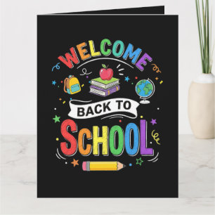 Welkom terug op school kinderen leraar eerste dag kaart
