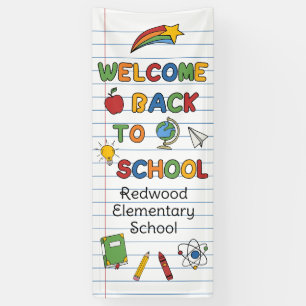 Welkom Terug Op School Kleurrijke Doodles Spandoek