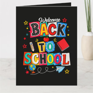 Welkom terug op school leraar gelukkige eerste dag kaart