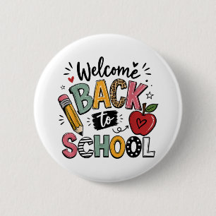 Welkom terug op school leraar leerling eerste dag ronde button 5,7 cm