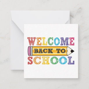 Welkom terug op school – Potlood Illustratie Notitiekaartje