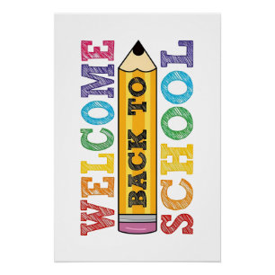Welkom terug op school – Potlood Illustratie Perfect Poster