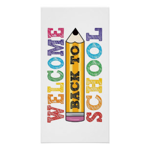 Welkom terug op school – Potlood Illustratie Perfect Poster