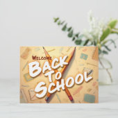 Welkom terug op school – Potloodkunst ontwerp (Staand voorkant)