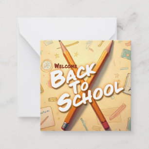 Welkom terug op school – Potloodkunst ontwerp Notitiekaartje