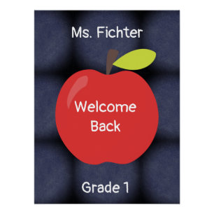 Welkom terug Red Apple met leraar en Grade Post Perfect Poster