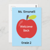 Welkom Terug School Leraar Red Apple Briefkaart (Voorkant / Achterkant)
