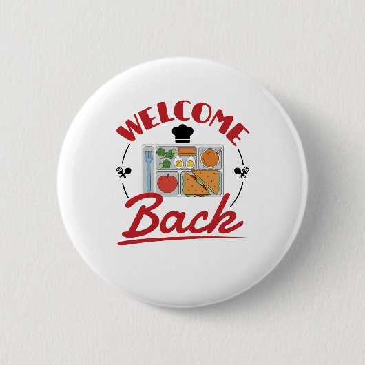 Welkom terug School Lunch Lady Tray Ronde Button 5,7 Cm (Voorkant)
