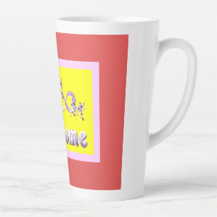 Welkom thema kleuren zilver rood geel met woorden latte mok
