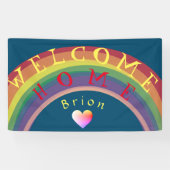 "Welkom thuis!" Aangepaste regenboogbanner Spandoek (Horizontaal)